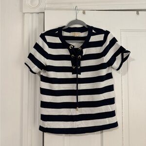 Michael Kors Kids Striped Tee - Navy and White